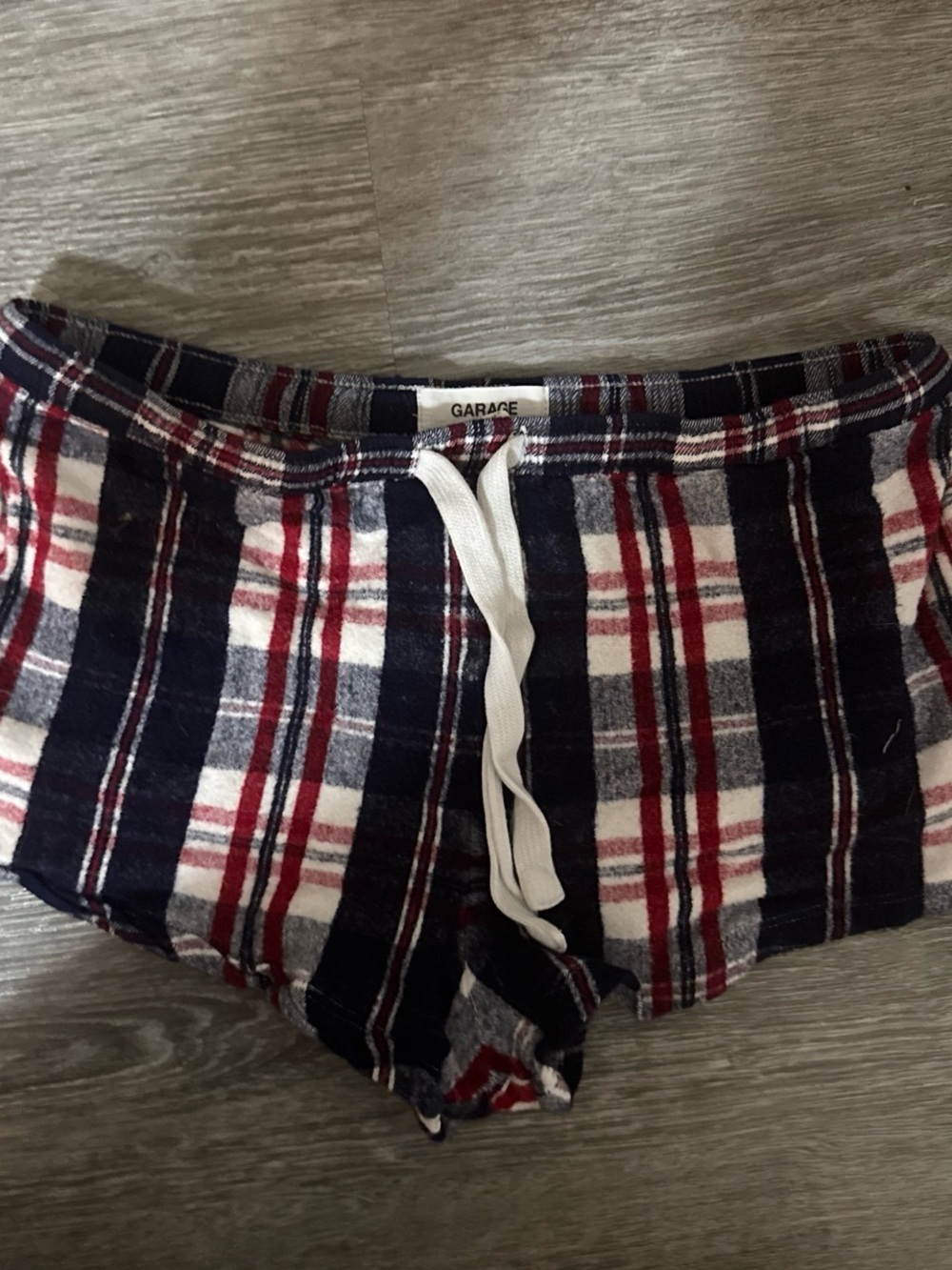 Garage Plaid Drawstring Lounge Shorts - Navy, Red & White